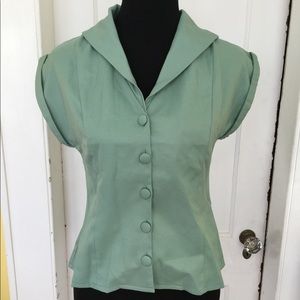 NWT vintage pinup inspired mint blouse Sz m